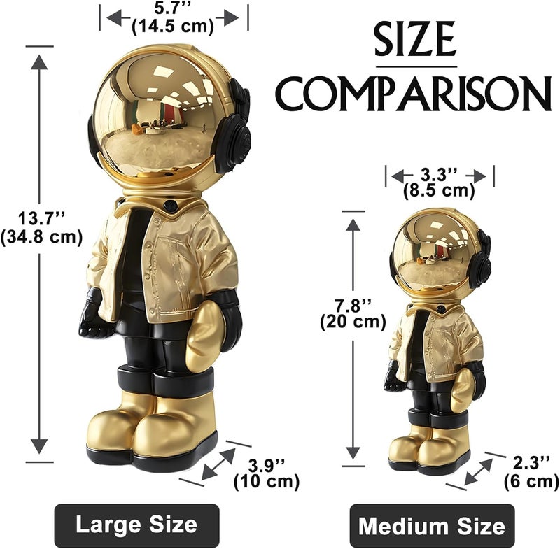 Dosker Small Astronaut Statues Mini Spaceman Sculpture Polyresin Arts Gifts Gold Figurine Ornament Room Decor for Men,Home and Desktop Accessories Tabletop Decoration, Living Room, Office, Bookshelf - Image 5